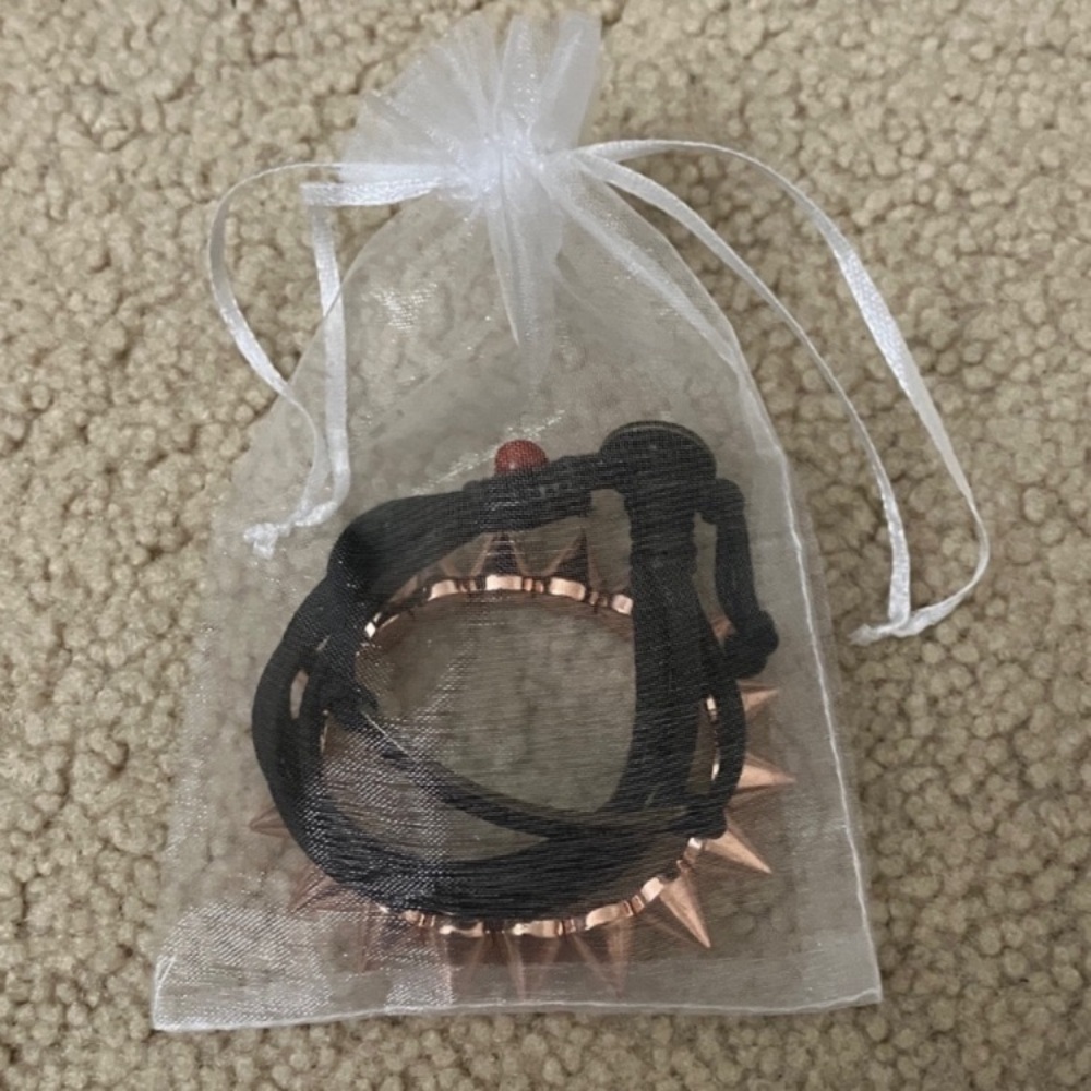 Rose gold spike and leather namaste freedom love empowerment fun bracelet bundle
